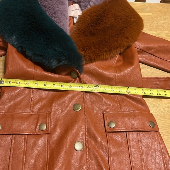 Hutch Anthropologie Bowie Faux Fur Coat Jacket in orange size XXS NWOT - Picture 6 of 11